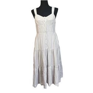 Maurices MIDI Dress Women’s Size 6 Gauzy Cottagecore Coastal Fisherman Milkmaid